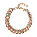 Multi Color Austrian Crystal Curb Link Chain Bracelet in Goldtone (7.50-9.50In) - Sticky add to cart bar