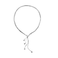 Lariat Necklace 24-28 Inches with Textured Metallic Balls in Stainless Steel 27.50 Grams