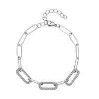 Multi Color Austrian Crystal Paper Clip Bracelet in Stainless Steel (7.50-9.50In)