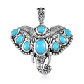 Artisan Crafted Premium Sleeping Beauty Turquoise Elephant Head Pendant in Sterling Silver 4.10 ctw - Sticky add to cart bar