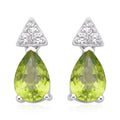 Peridot and White Zircon Drop Earrings in Rhodium Over Sterling Silver 3.10 ctw - Sticky add to cart bar