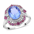 Color Change Fluorite, Multi Gemstone Cocktail Ring in Rhodium Over Sterling Silver (Size 10.0) 5.50 ctw - Sticky add to cart bar