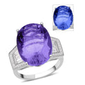Color Change Fluorite, Natural White Zircon Ring in Rhodium Over Sterling Silver (Size 10.0) 21.60 ctw - Sticky add to cart bar