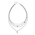 Lab Created Pink Opal Layered Link Chain Necklace 18.5-20.5 Inches with Star Charms in Rosetone - Sticky add to cart bar