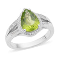 Premium Peridot and White Zircon Split Shank Ring in Rhodium Over Sterling Silver (Size 10.0) 3.10 ctw - Sticky add to cart bar