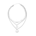 Metallic Plate with Engraved Message & Cameo Charm Layered Link Chain Necklace 18.5-20.5 Inches in Rosetone - Sticky add to cart bar