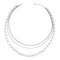 Layered Link Chain Necklace 18.5-20.5 Inches in Silvertone - Sticky add to cart bar