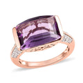 Premium Amethyst and Natural White Zircon Ring in Vermeil Rose Gold Over Sterling Silver 6.75 ctw - Sticky add to cart bar