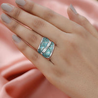 SANTA FE Style Kingman Turquoise Wrap Ring in Sterling Silver 3.85 ctw