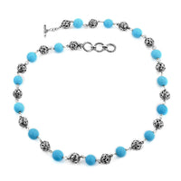 Bali Legacy Constituted Sleeping Beauty Turquoise Toggle Clasp Necklace 20-22 Inches in Sterling Silver 96.30 ctw