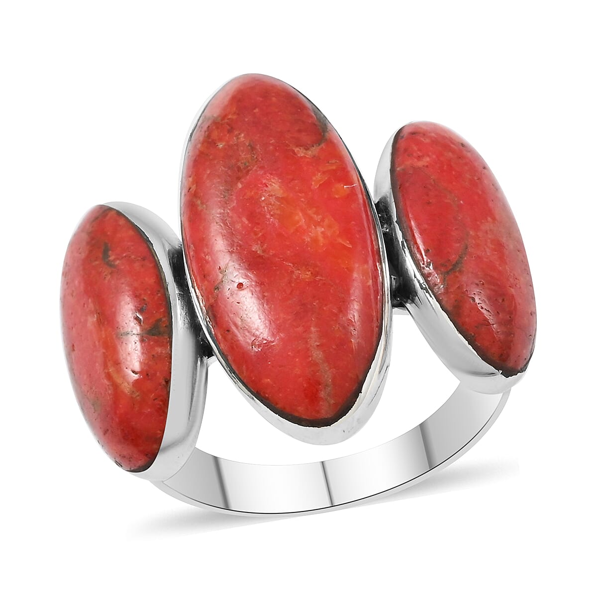 SANTA FE Style Kingman Turquoise 3 Stone Ring in Sterling Silver (1)