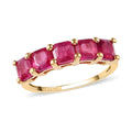 Asscher Cut Niassa Ruby 5 Stone Ring in Vermeil YG Over Sterling Silver (Size 5.0) 2.75 ctw - Sticky add to cart bar