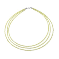 Amethyst Three Row Beaded Necklace 18 Inches with Lobster Lock in Sterling Silver 50.00 ctw