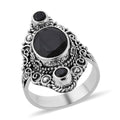 BALI LEGACY Australian Black Tourmaline and Natural Thai Black Spinel Ring in Sterling Silver 9 Grams 5.65 ctw - Sticky add to cart bar