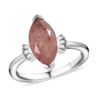 Natural Tanzanian Natronite and Diamond Ring in Platinum Over Sterling Silver 1.65 ctw