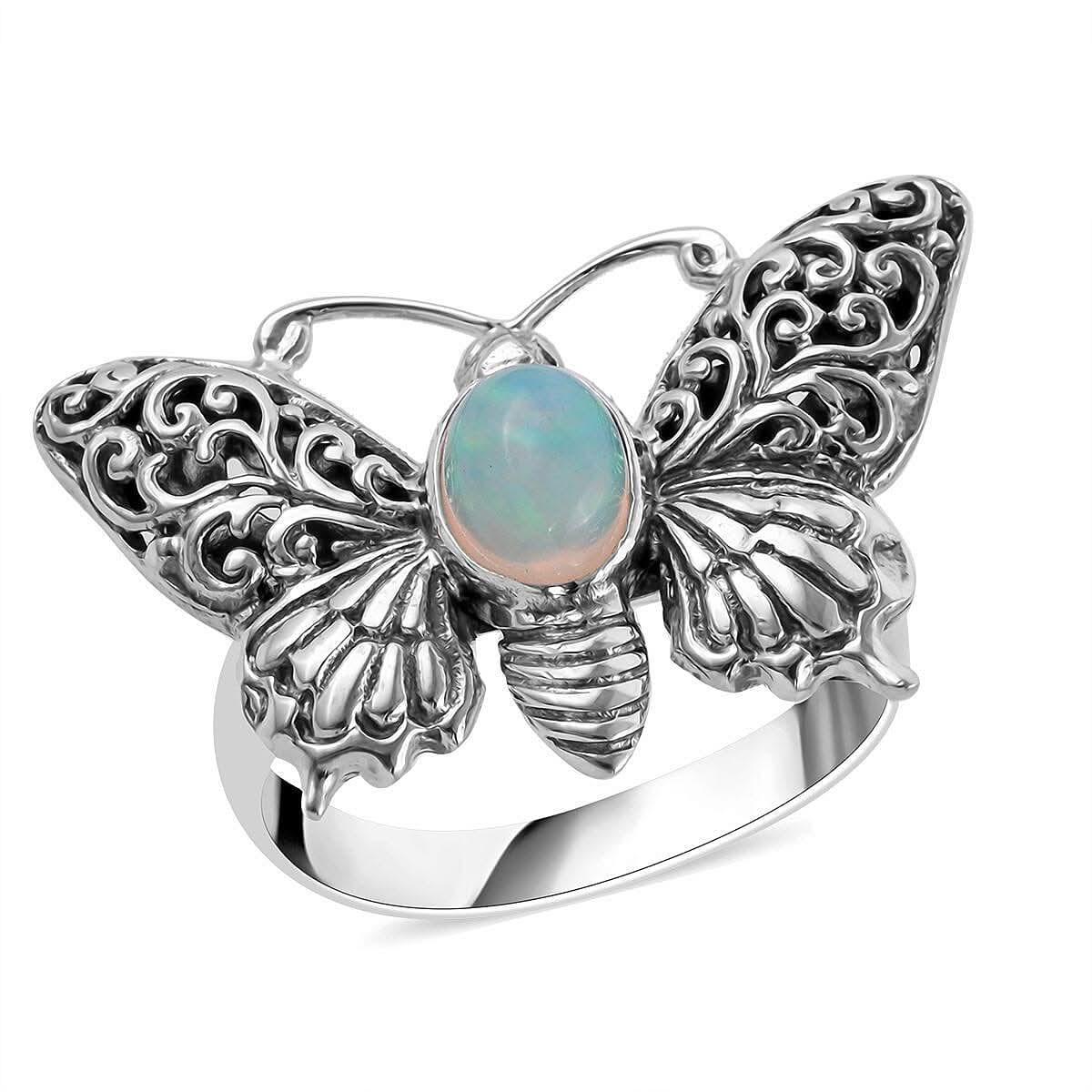 BALI LEGACY Ethiopian Welo Opal Butterfly Ring in Sterling Silver (Size 10.0) (10 g) 0.50 ctw
