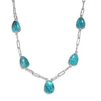 Artisan Crafted Peruvian Opalina Paper Clip Chain Station Necklace 18 Inches in Sterling Silver 42.75 ctw