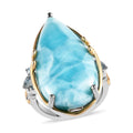 Larimar and Multi Gemstone Ring in Vermeil Yellow Gold and Platinum Over Sterling Silver (Size 10.0) 7.15 Grams 23.75 ctw - Sticky add to cart bar