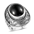 Natural Thai Black Spinel Solitaire Ring in Sterling Silver 8.25 Grams 13.30 ctw - Sticky add to cart bar