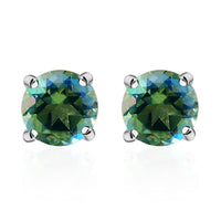 Peacock Quartz Solitaire Stud Earrings in Sterling Silver 1.25 ctw