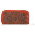 Handcrafted Black Embossed Genuine Leather RFID Protected Women's Zip Around Wallet - Sticky add to cart bar
