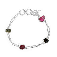 Artisan Crafted Multi-Tourmaline Paper Clip Bracelet in Sterling Silver (7.25 In) 8.65 ctw