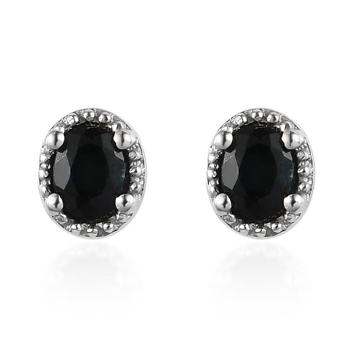 Premium Monte Belo Indicolite Halo Stud Earrings in Platinum Over Sterling Silver 0.30 ctw