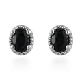 Premium Monte Belo Indicolite Halo Stud Earrings in Platinum Over Sterling Silver 0.30 ctw - Sticky add to cart bar