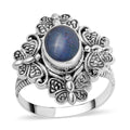 BALI LEGACY Australian Boulder Opal Triplet Floral Ring in Sterling Silver 1.75 ctw - Sticky add to cart bar