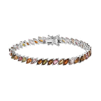 Multi-Tourmaline Tennis Bracelet in Platinum Over Sterling Silver (6.50 In) 8.80 Grams 9.15 ctw