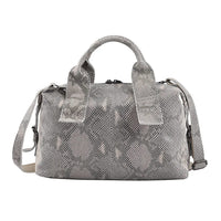 Snake Print Genuine Leather Hobo Bag with Detachable Strap
