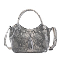 Gold and Black Snake Print Genuine Leather Hobo Bag (11"x6"x9") with 47" Detachable Shoulder Strap and 7" Handle Drop