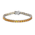 Fissure Filled Yellow Sapphire Cluster Bracelet in Platinum Over Sterling Silver (6.50 In) 10.45 Grams 17.75 ctw - Sticky add to cart bar