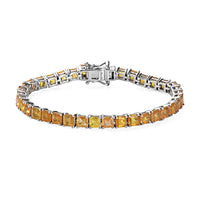 Fissure Filled Yellow Sapphire Cluster Bracelet in Platinum Over Sterling Silver (6.50 In) 10.45 Grams 17.75 ctw