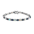 Thai Blue Star Sapphire and Ethiopian Welo Opal Tennis Bracelet in Platinum Over Sterling Silver (7.25 In) 10.75 Grams 14.75 ctw - Sticky add to cart bar