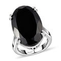 Natural Thai Black Spinel Solitaire Ring in Platinum Over Sterling Silver (Size 10.0) 30.00 ctw - Sticky add to cart bar