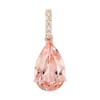 Certified and Appraised Luxoro 14K Rose Gold AAA Marropino Morganite and G-H I1 Diamond Drop Pendant without Chain 3.05 ctw