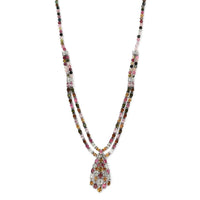 Multi-Tourmaline Water Fall Necklace 18 Inches in Platinum Over Sterling Silver 74.60 ctw