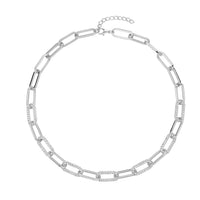 Austrian Crystal Paper Clip Chain Necklace (20-22 Inches)