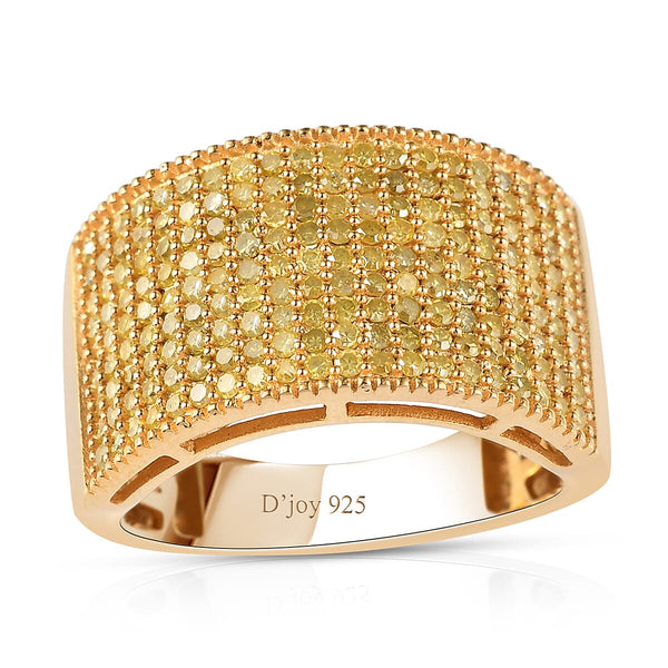 Natural Yellow Diamond Royal Cluster Ring in Vermeil Yellow Gold Over Sterling Silver - Product card gallery slide 1 (9450095247615)