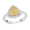 Natural Yellow and White Diamond I3 Cluster Ring in Rhodium and Platinum Over Sterling Silver (Size 10.0) 0.50 ctw - Sticky add to cart bar