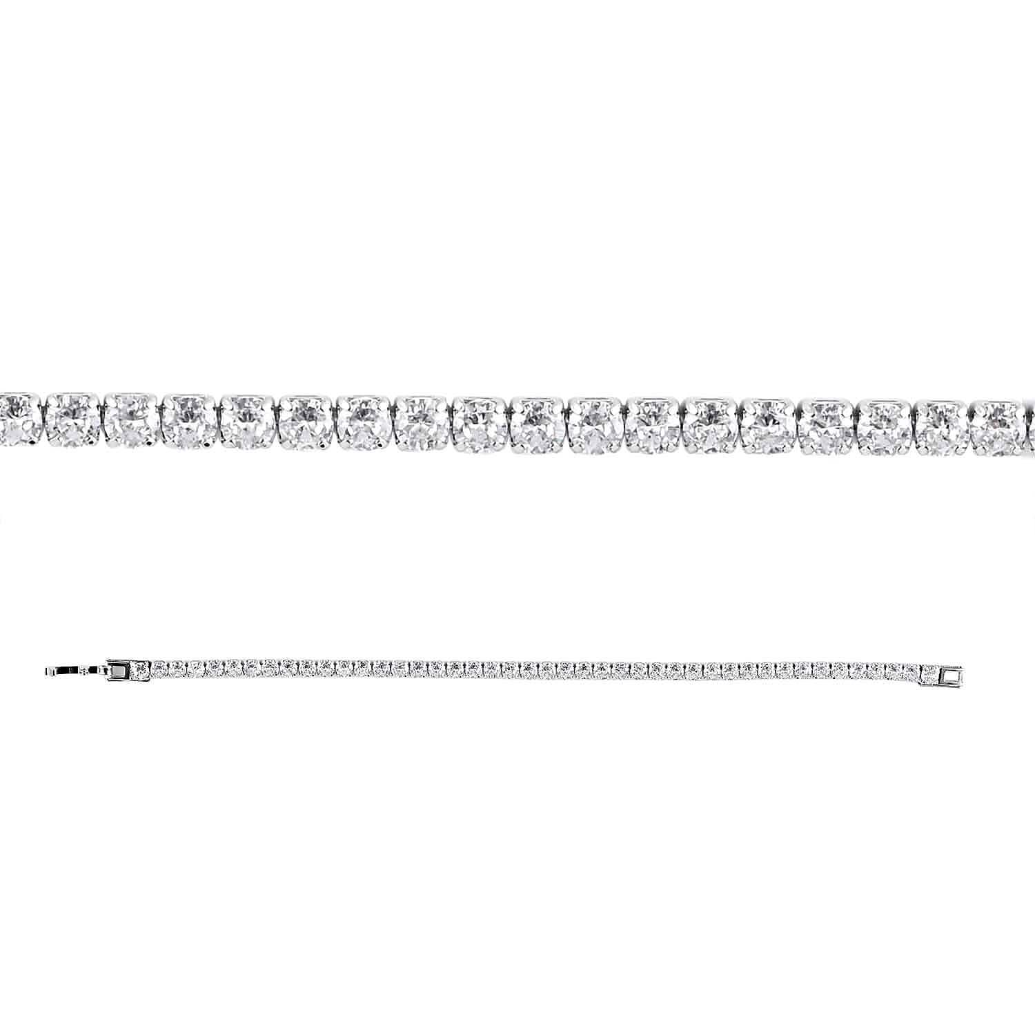 Simulated Diamond Tennis Bracelet in Silvertone (7.00 In) 27.70 ctw