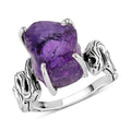 Artisan Crafted Rough Cut Amethyst Snake Ring in Sterling Silver 7.15 ctw - Sticky add to cart bar