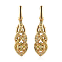 Natural Yellow Diamond I3 Dangle Earrings in Vermeil Yellow Gold Over Sterling Silver 0.50 ctw