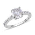 Double Rose Cut Moissanite Ring in Rhodium Over Sterling Silver 2.00 ctw - Sticky add to cart bar