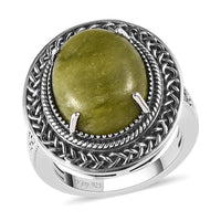 Connemara Marble Solitaire Ring in Black Oxidized Sterling Silver 7.50 Grams 7.35 ctw