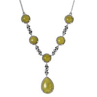 Connemara Marble Ireland 3 Leaf Clover Necklace 18 Inches in Platinum Over Sterling Silver 21.65 ctw