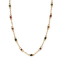 Multi-Tourmaline Station Necklace 20 Inches in Vermeil Yellow Gold Over Sterling Silver 11.25 Grams 8.15 ctw - Sticky add to cart bar