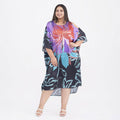 Tamsy Black Flower Digital Printed Kaftan - One Size Missy - Sticky add to cart bar
