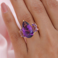 Amethyst 3 Stone Ring in Vermeil Yellow Gold Over Sterling Silver 12.85 ctw